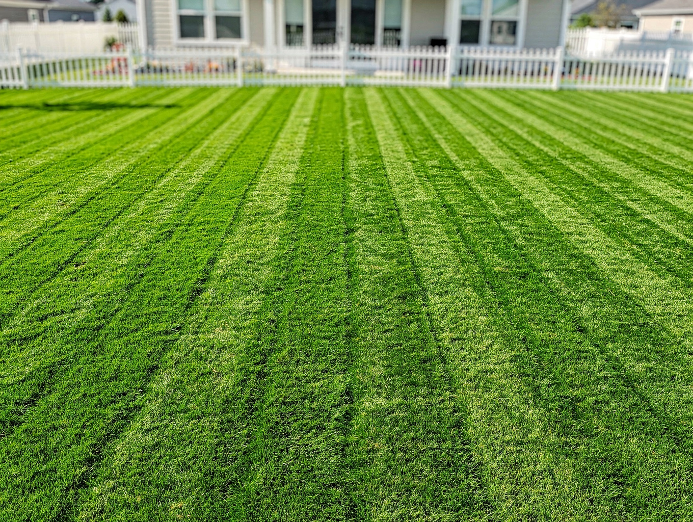 Manicured residential green lawn with crisp striping in Greenbrier, Arkansas